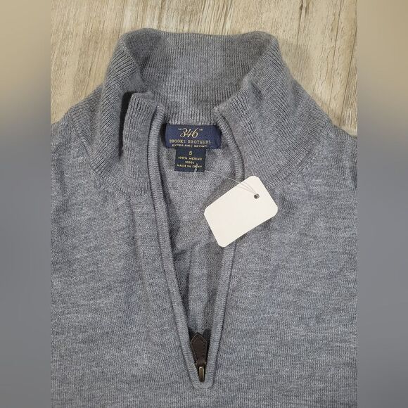 100% EXTRA FINE WOOL  men's 346 brooks brothers small sweater quarter zip - Picture 4 of 11
